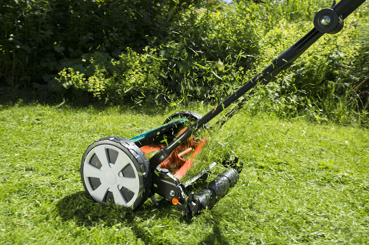 Tondeuse à Gazon Manuelle Hélicoïdale Écologique Avec Bac De Ramassage – 41 Cm De Largeur De Coupe, Hauteur Réglable Sur 9 Niveaux, Idéale Pour Petits Jardins