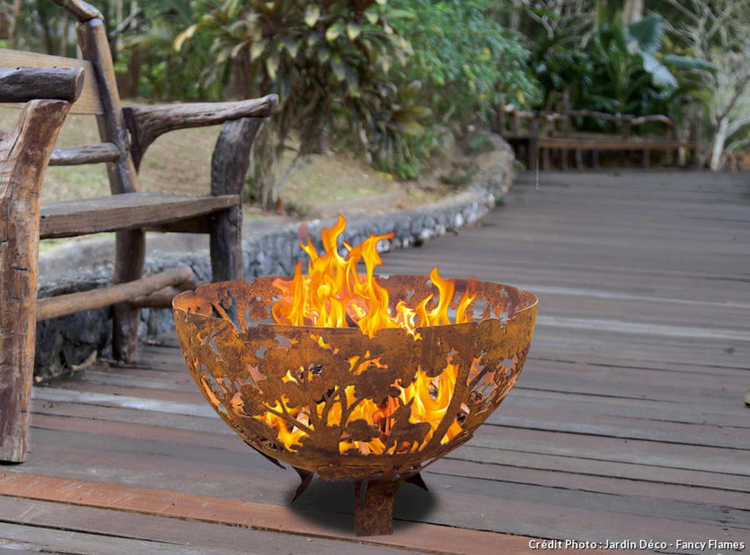 Déco jardin flamme métal rouillé - Rouille 82 cm
